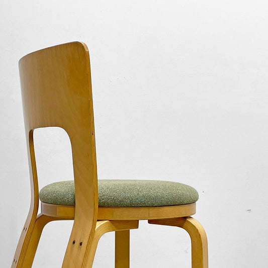 アルテック artek チェア66 CHAIR66 ダイニングチェア ナチュラルラッカー バーチ材 ファブリックシート アルヴァ・アアルト フィンランド 北欧家具 ビンテージ B ●