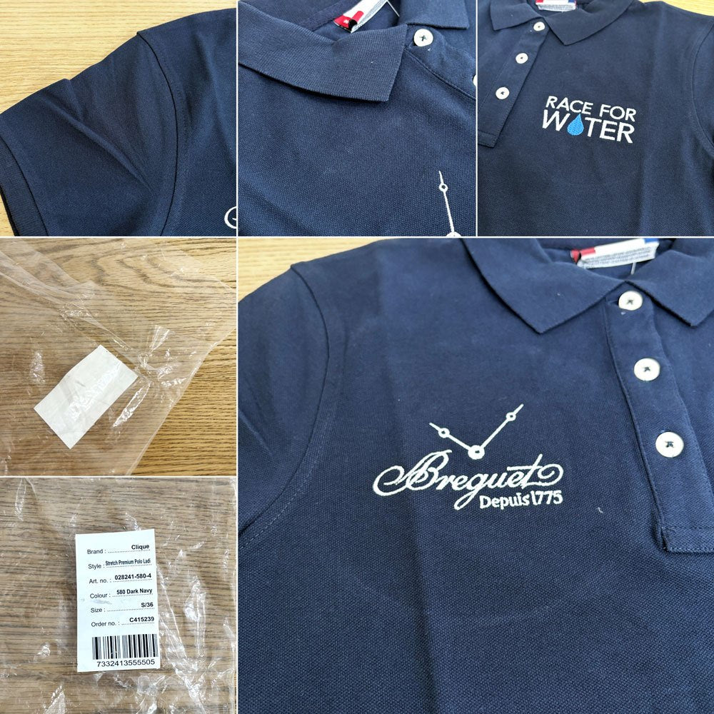 ブレゲ BREGUET レース フォー ウォーター Race for Water コラボ ポロシャツ クリーク Clique 企業系 ダークネイビー レディース S ●