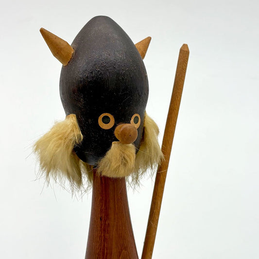 ノギンス NOGGINS バイキング ドール 槍 大 木製人形 オブジェ 北欧 民芸 ビンテージ B ●