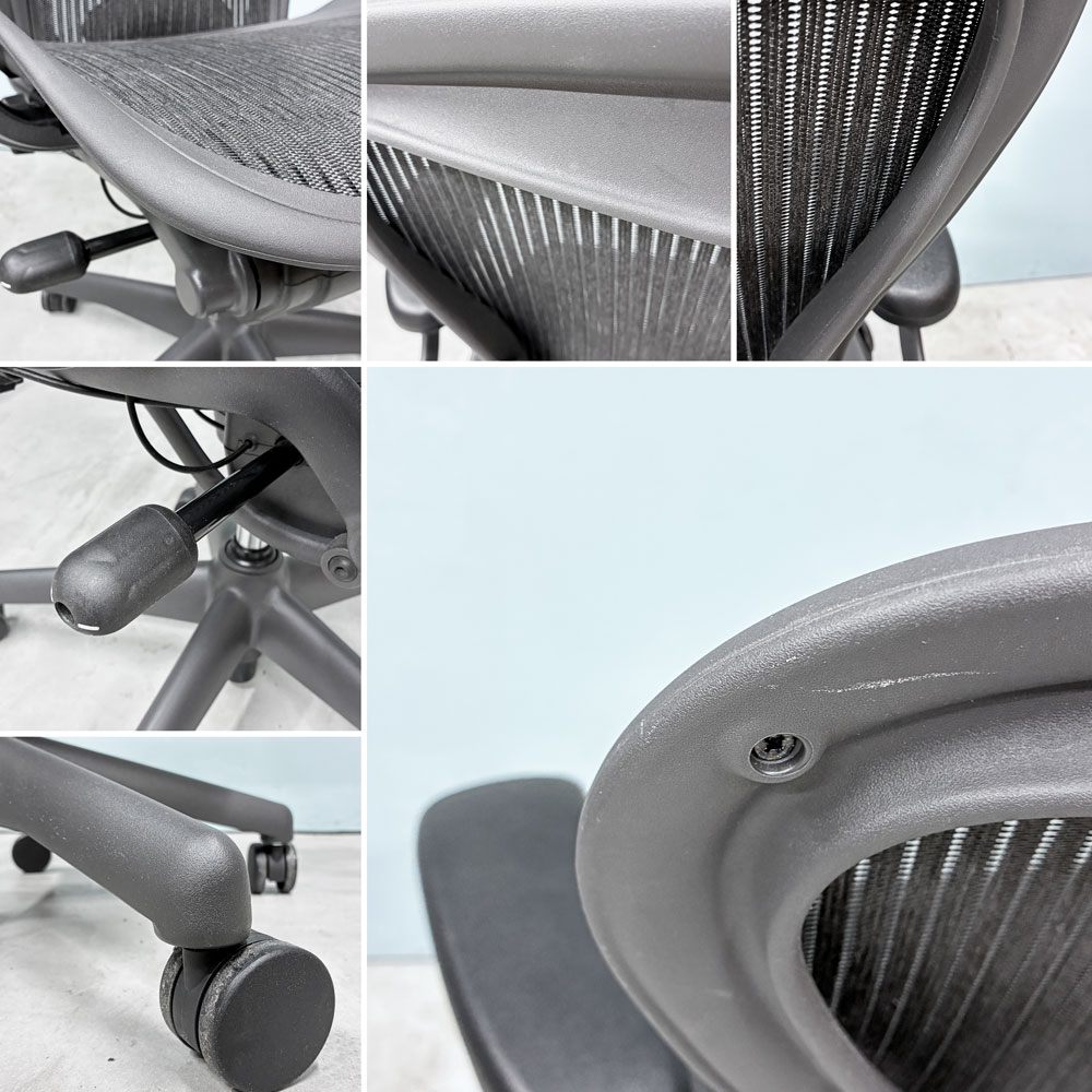ハーマンミラー Herman Miller アーロンチェア クラシック Bサイズ ポスチャーフィット フル装備 グラファイトベース デスクチェア オフィスチェア 2019年製 ◎
