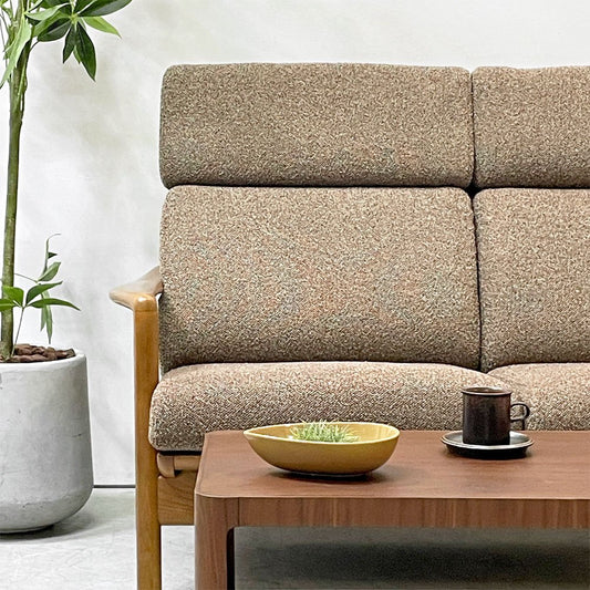 浜本工芸 L8200 2シーターソファ ハイバック W140cm オーク材 ファブリックシート 国産家具 ●