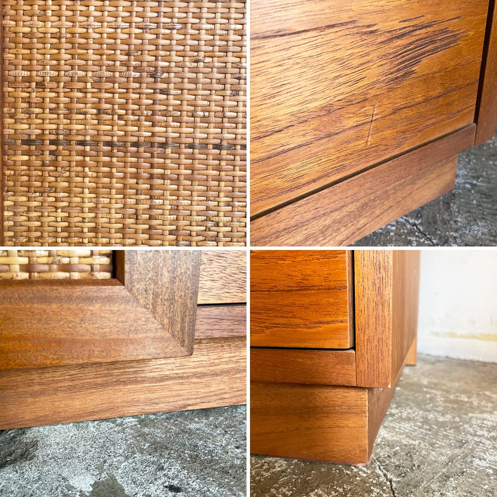 ウニコ unico ウィック WICK TVミドルボード チーク材 W120㎝ ラタン ビンテージスタイル 北欧デザイン ■
