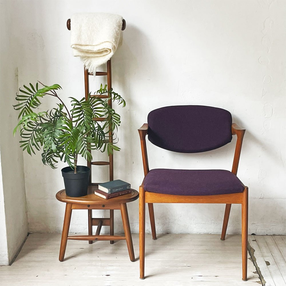 スコウ・アンデルセン Schou Andersen No.42 ダイニングチェア ハーフアーム オーク材 ファブリック張替え済み パープル カイ・クリスチャンセン 北欧 デンマークビンテージ ★