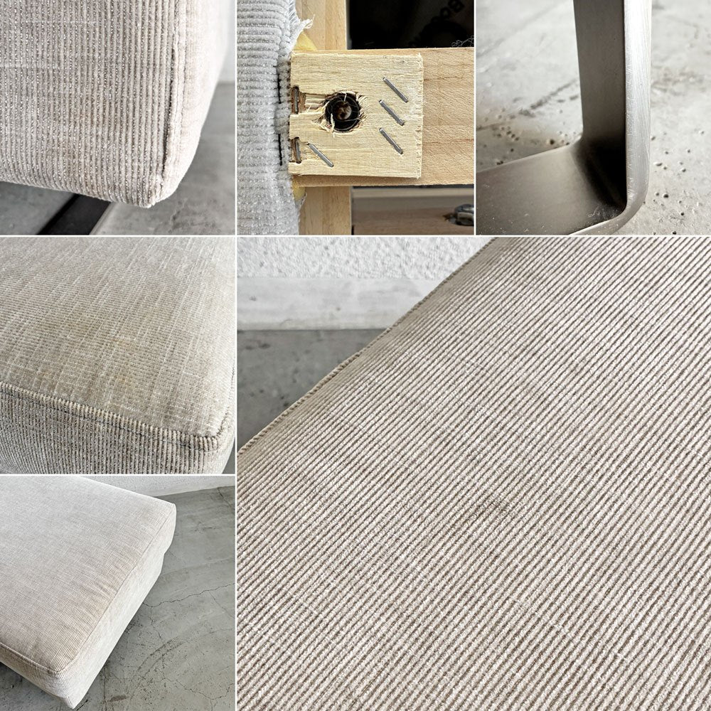 ボーコンセプト BoConcept I.D.V.2 2.5人掛けソファ&オットマン W210cm ファブリック ホワイト系 スチール脚 デンマーク 〓
