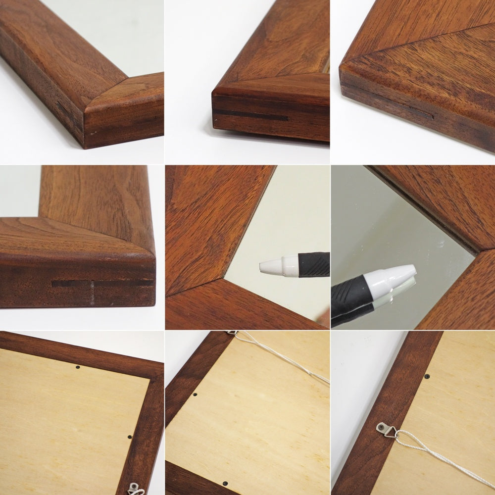 大原工芸 ウォールナット無垢材 壁掛けミラー 55×45cm 大原一徳 クラフト家具 信州木工会 ●