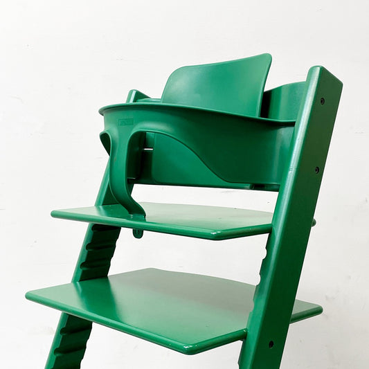 ストッケ STOKKE トリップトラップ TRIPP TRAPP ベビーチェア キッズチェア S/N6~ ガード・グライダー付き グリーン ノルウェー 北欧家具 ●