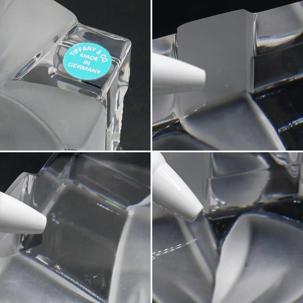 ティファニー Tiffany & Co. オーナメント オブジェ ペーパーウェイト クリスタルガラス リボン ●