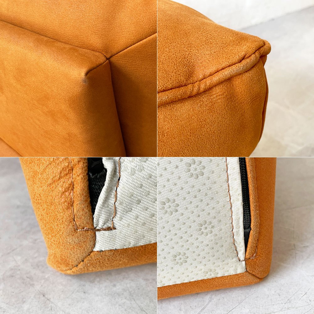 リラックスフォーム RELAX FORM アルフレード ALFREDO ソファ 背クッション ハイタイプ クロムオレンジ 置き型クッション レザーテックス H52cm 関家具 展示美品 ★