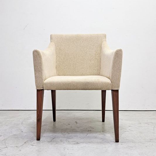 アクタス ACTUS ファイン2 FINE2 ダイニングチェア アームチェア ウォールナット材 ファブリックシート ホワイトベージュ系 張り座 ナチュラルモダン 廃番 A ●