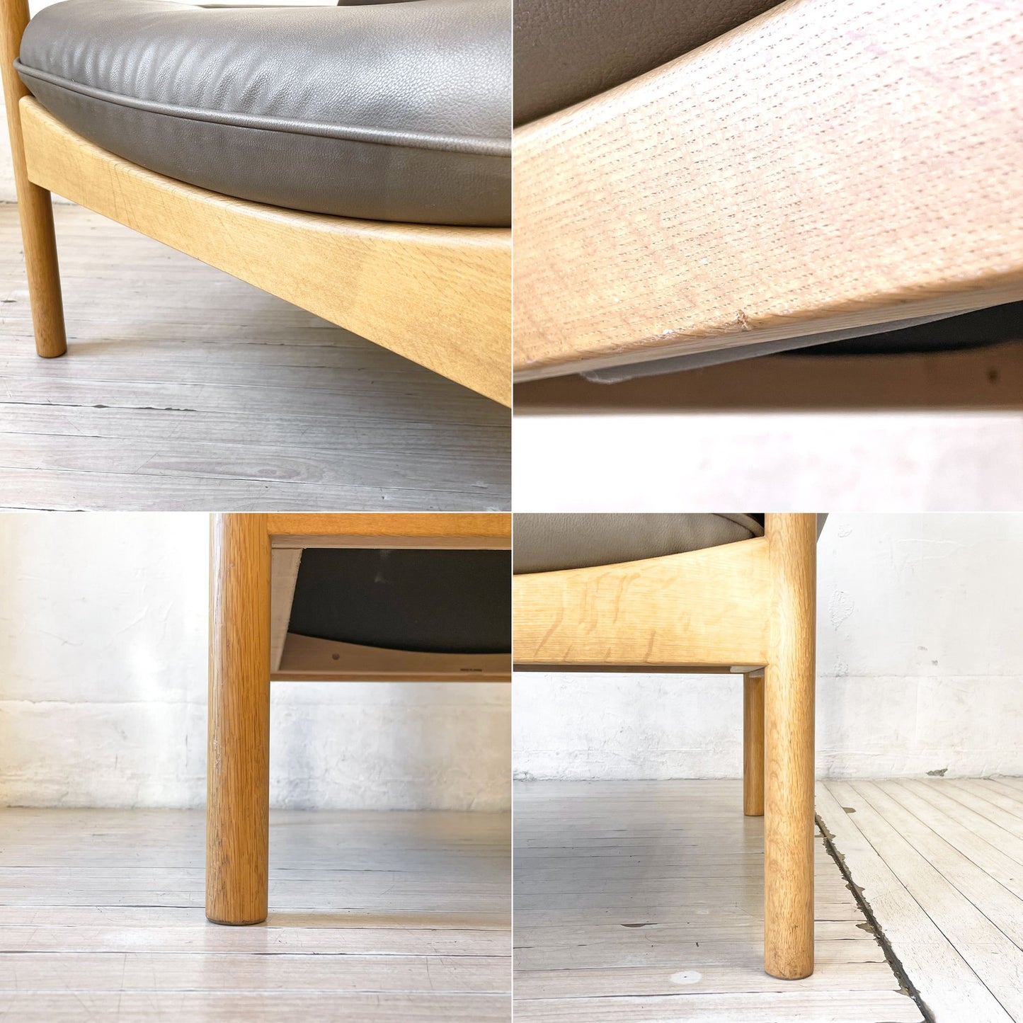 カンディハウス CONDE HOUSE ゴルファー サロン チェア シングルソファ ナラ無垢材 本革 レザー 旭川家具 ★