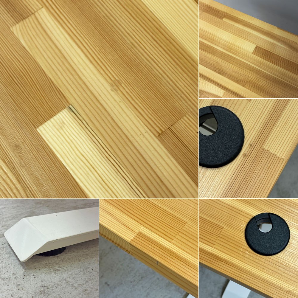 フレキシスポット Flexispot 電動式昇降デスク 110x74cm カウンター 在宅ワーク 無垢集成材天板 ナチュラル×ホワイト ●