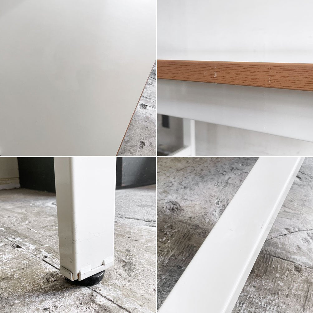 サカエ 軽量作業台 ダイニングテーブル アイボリー W180cm メラミン天板 アジャスター付き ■