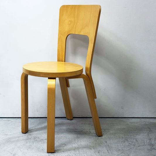 アルテック artek チェア66 CHAIR66 ダイニングチェア ナチュラルラッカー バーチ材 ファブリックシート アルヴァ・アアルト フィンランド 北欧家具 ビンテージ ●