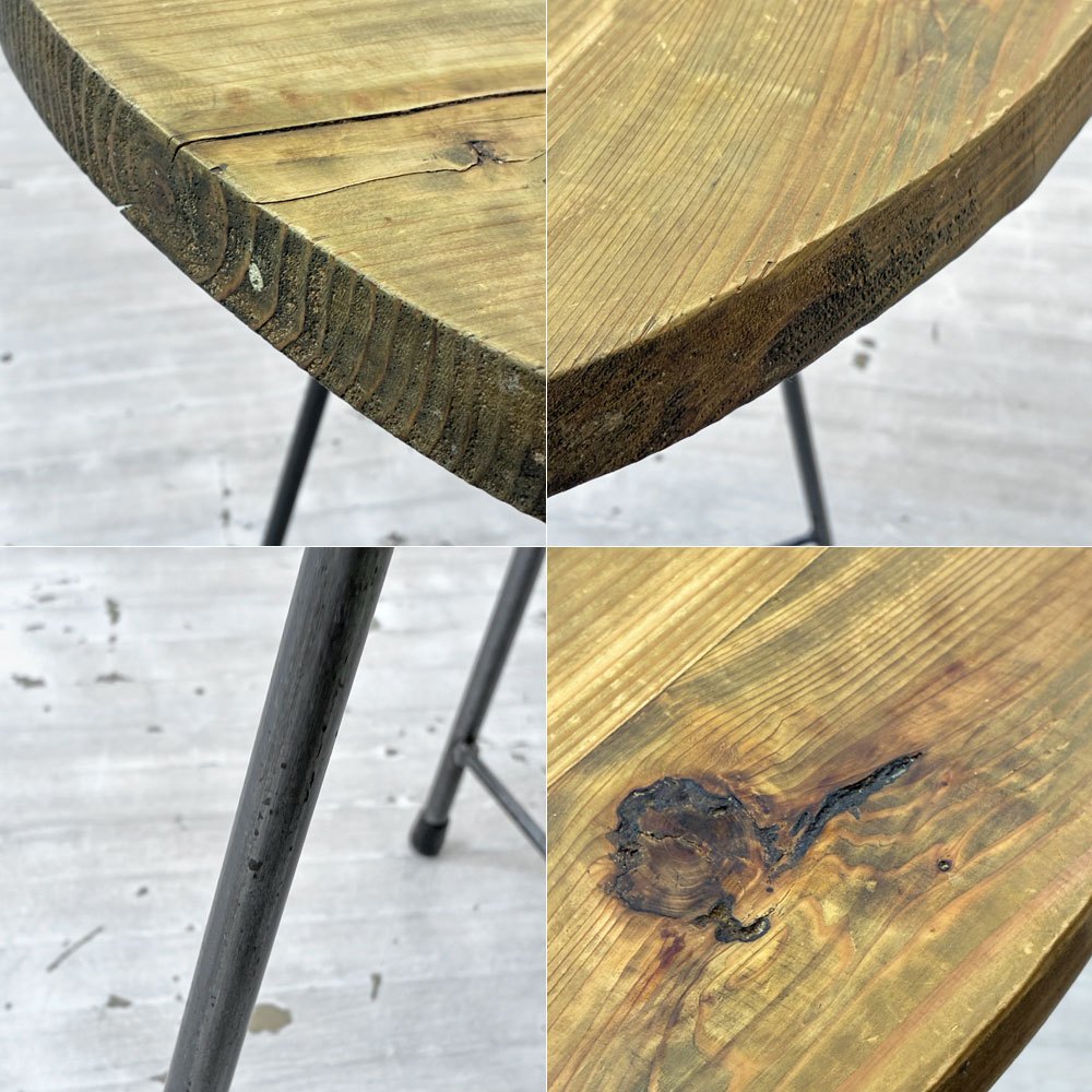 インダストリアルデザイン Industrial Design 古材×アイアン カフェテーブル ダイニングテーブル W76cm アトリエ 店舗什器 工業系 ●