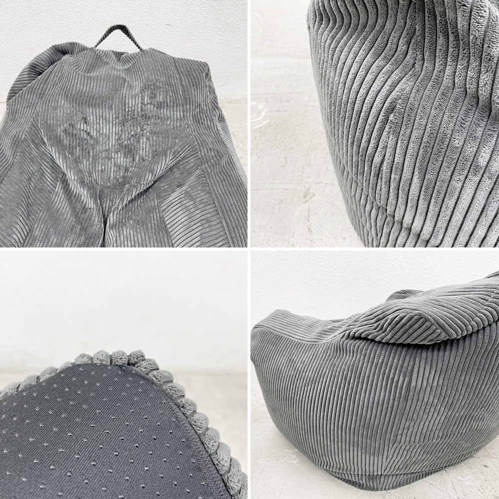 ルージー LOOSY ハグミー HUGME 1人掛けビーズソファ+オットマン チャコール コーデュロイ 〓