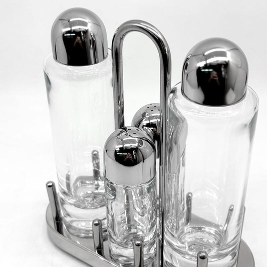 アレッシィ ALESSI 5070 調味料入れ コンディメントセット (オイル&ビネガー&ソルト&ペッパー) エットーレ・ソットサス Ettore Sottsass イタリア ●