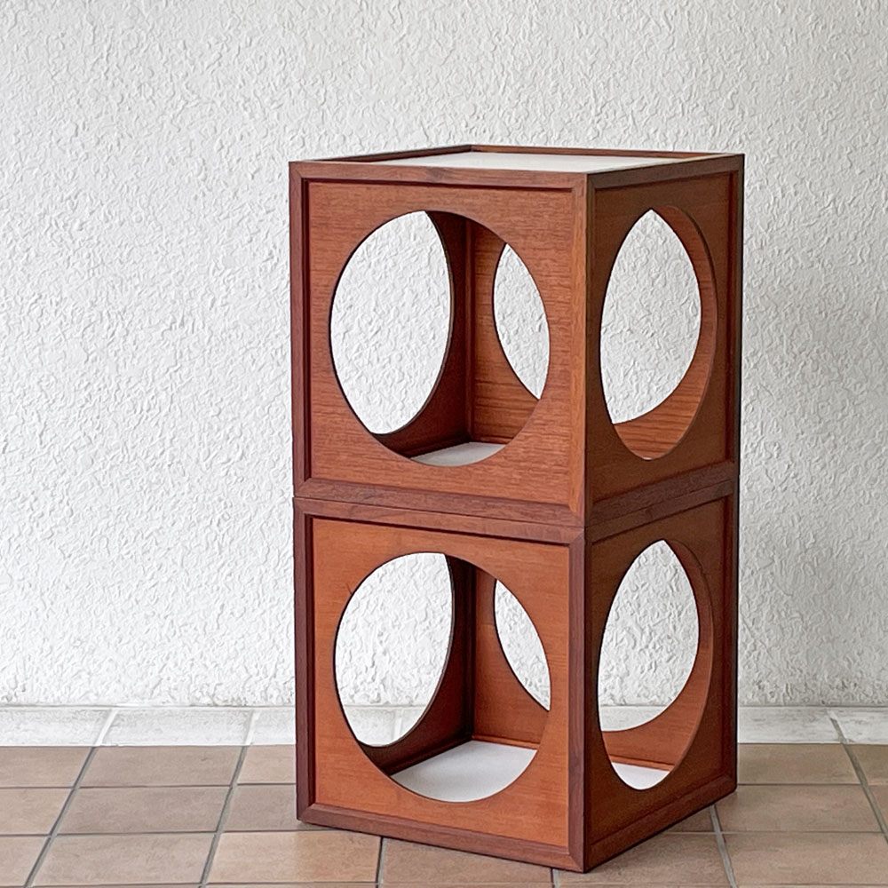 二葉家具 ビンテージ ハコテーブル チーク材 W40cm 原好輝 オープンシェルフ 自在家具 ミッドセンチュリーモダン 希少 B ◇