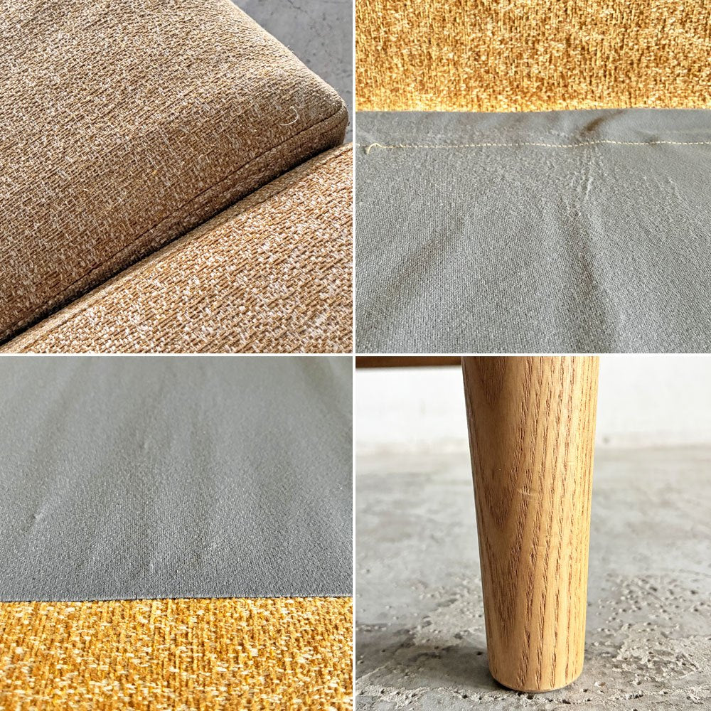 モモナチュラル MOMO Natural パトル PATORU SOFA W CUSHION 2人掛けソファ カバーリングファブリック イエロー系 オーク材脚 W155cm 定価¥117,000-以上 〓