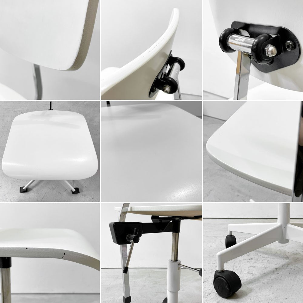 ラボファ Labofa デスクチェア オフィスチェア プライウッド ホワイト ダブルホイール 高さ調整可 デンマーク製 北欧家具 ●