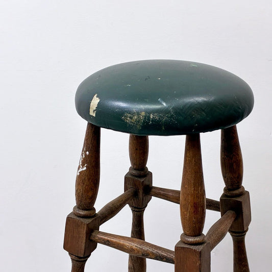 ヨーロッパビンテージ Europe Vintage オーク無垢材 バースツール ハイスツール 鋳物フットレスト ●