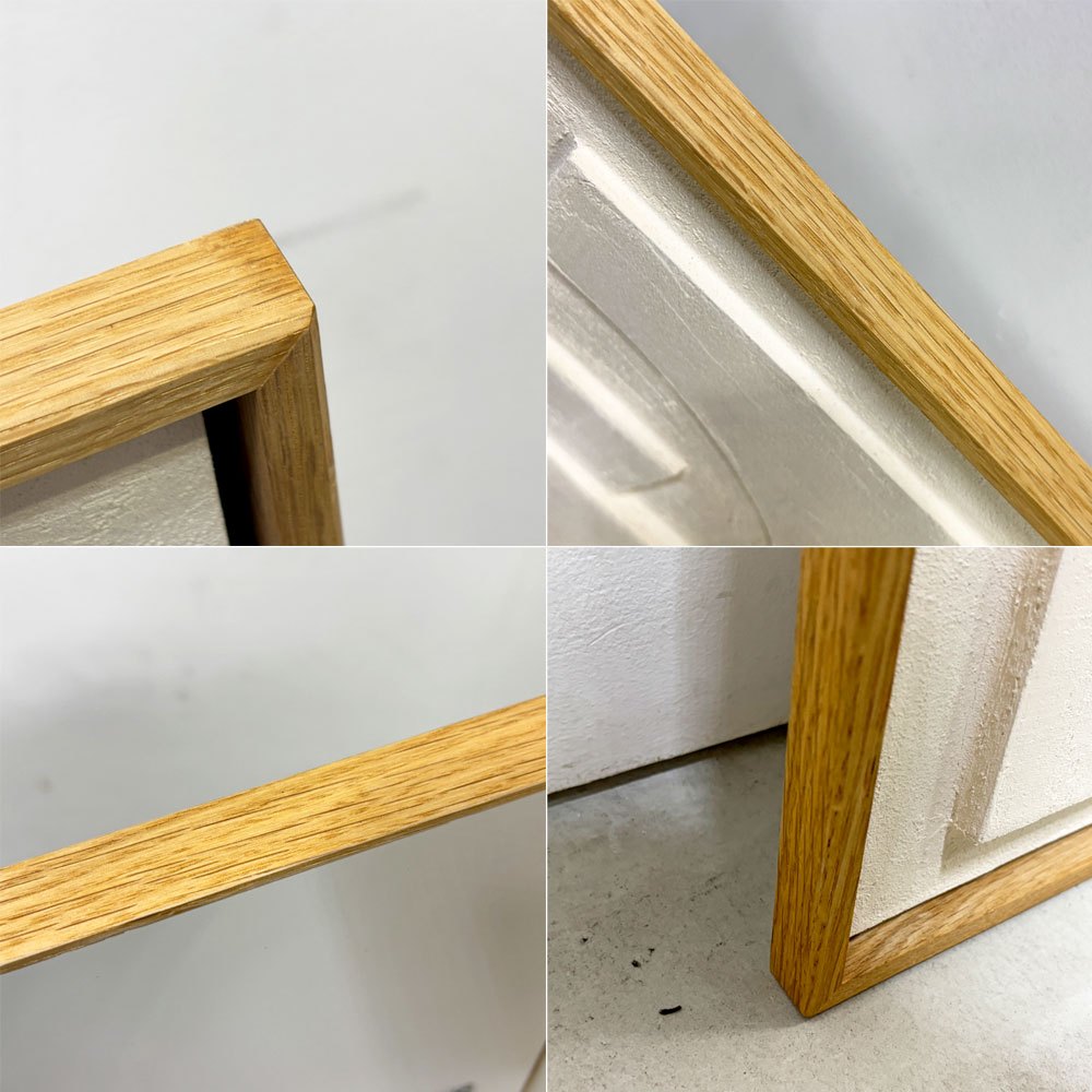 モーダンピープルズ Modern Peoples ハーフムーン HALFMOON テクスチャーアート L オーク無垢材 漆喰 立体 フレーム ハンドメイド 廃番 参考定価¥88,000- ●