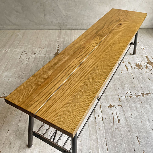 ジャーナルスタンダードファニチャー j.s.F サンク SENS ダイニング ベンチ W130cm オーク無垢材×アイアン インダストリアル 廃番 ♪