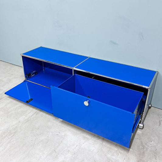 ユーエスエムハラー USMハラー USM Haller モジュラーファニチャー ローボード TVボード 2列1段 ドロップダウンドア +エクステンションドア インサート付き キャスター付き ◎