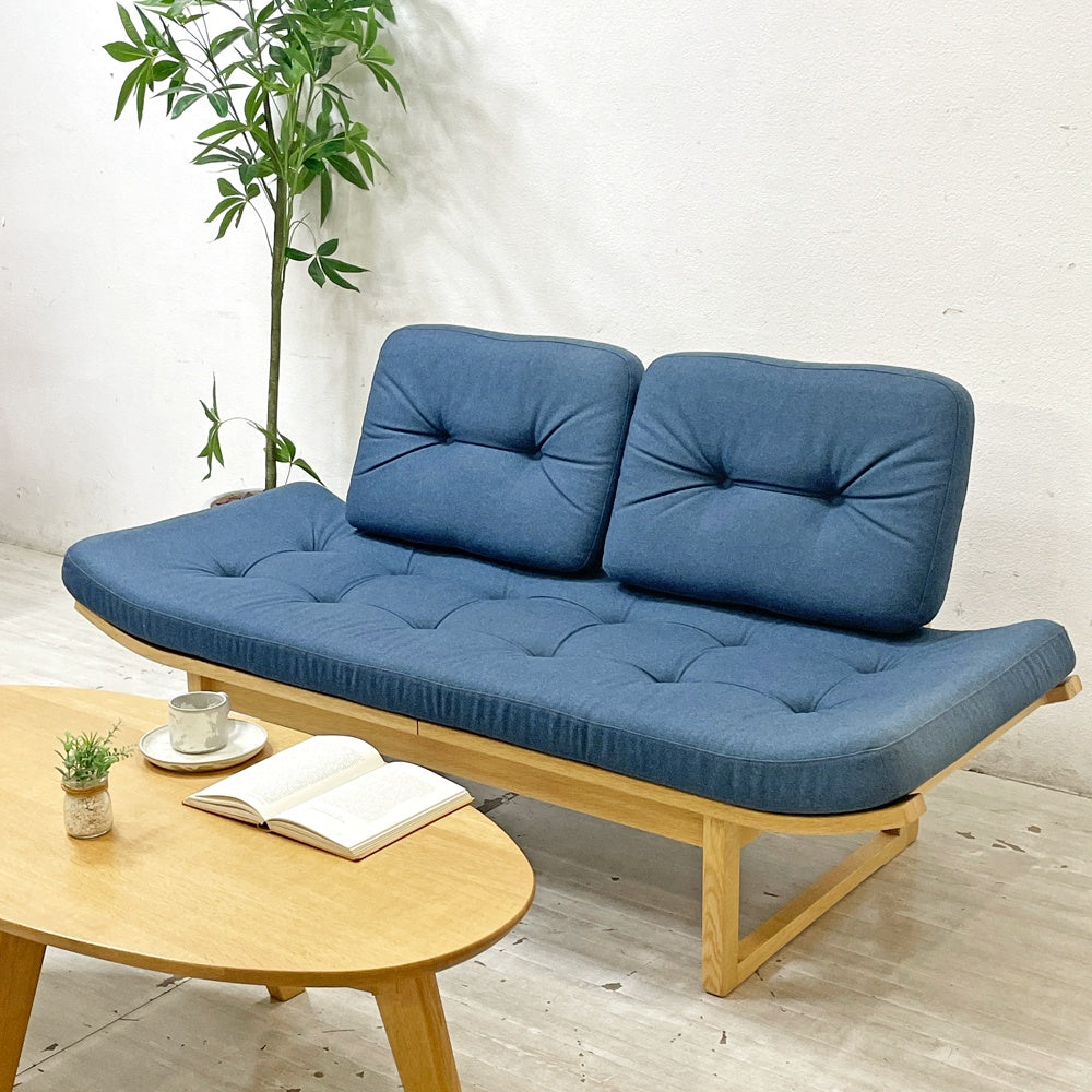 カンディハウス CONDE HOUSE アルプ ALP LDソファベッド S オーク材 ブルー系ファブリック 2Pソファ ●
