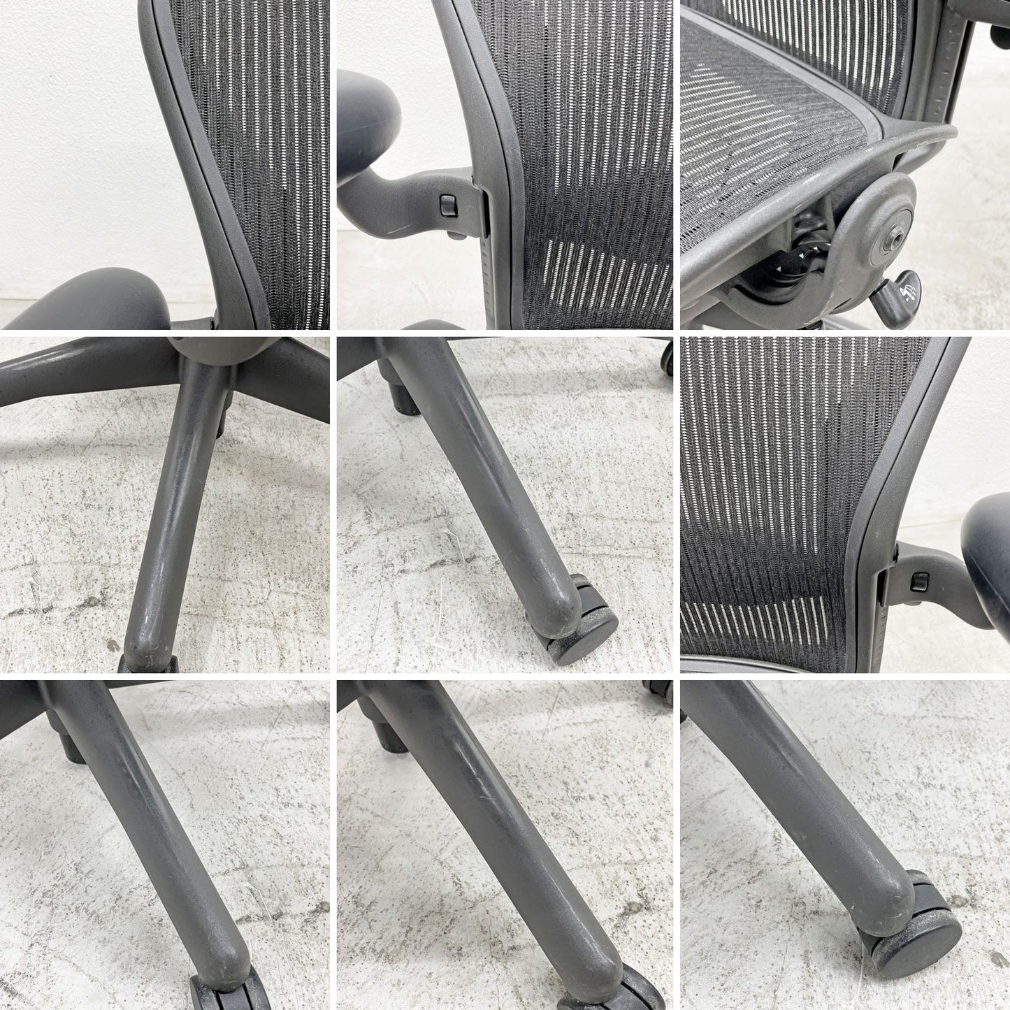 ハーマンミラー Herman Miller アーロンチェア Bサイズ ランバーサポート フル装備 グラファイトベース ビル・スタンフ & ドン・チャドウィック 〓