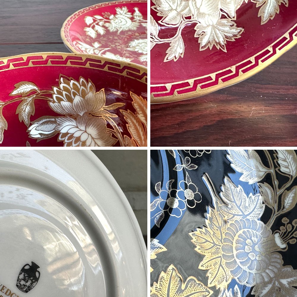 ウエッジウッド WEDGWOOD トンキン ブラック×ルビー カップ&ソーサー 2脚セット 箱付き C&S シノワズリ 金彩 英国 希少 B ♪
