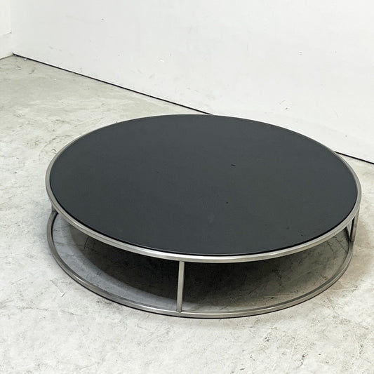 カッシーナ Cassina イル ILE センターテーブル ローテーブル ラウンド ブラック ガラス天板 Φ92cm ピエロ・リッソーニ Piero Lissoni モダン ●