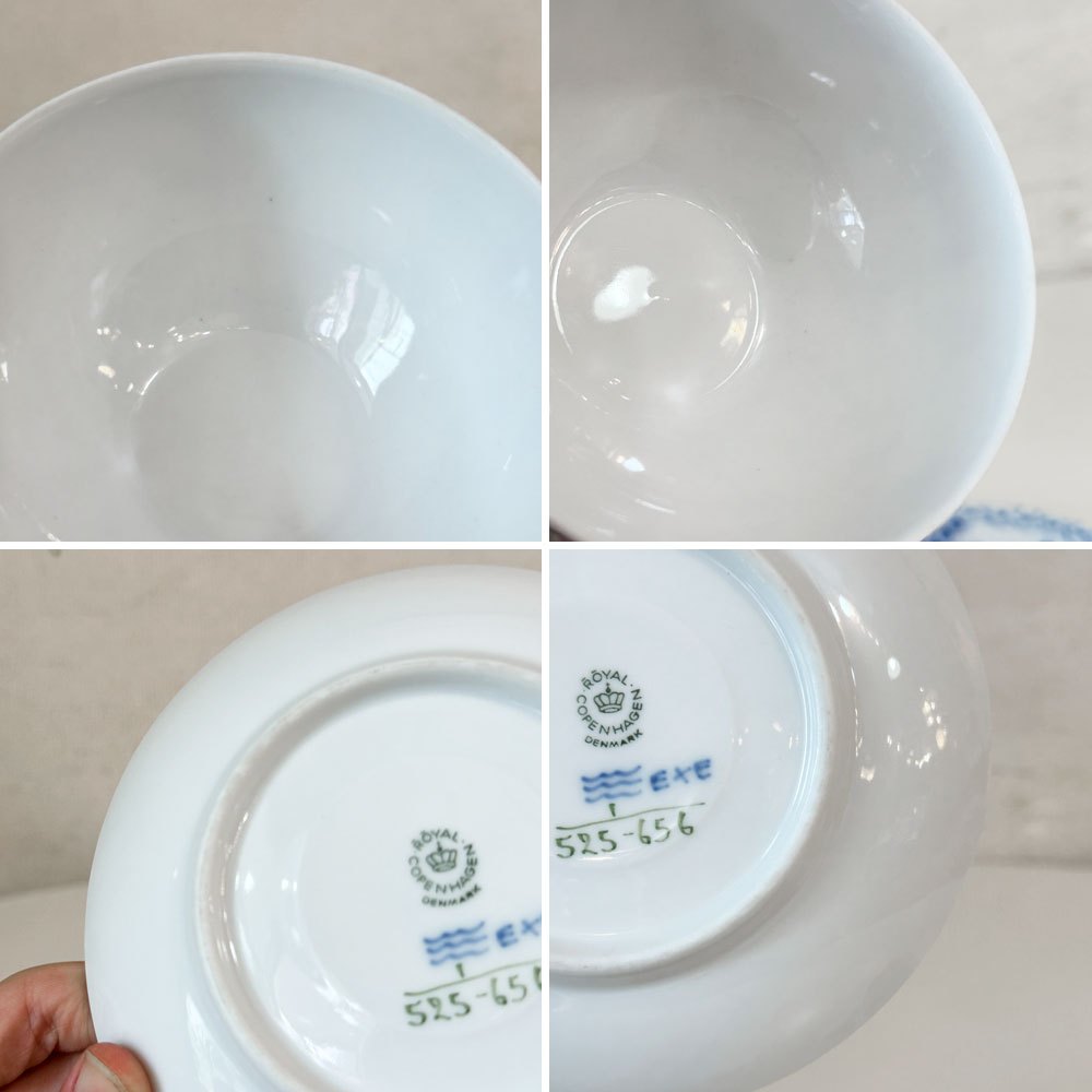 ロイヤルコペンハーゲン ROYAL COPENHAGEN ブルーフルーテッド ハーフレース ティーカップ&ソーサー 北欧食器 G ◎