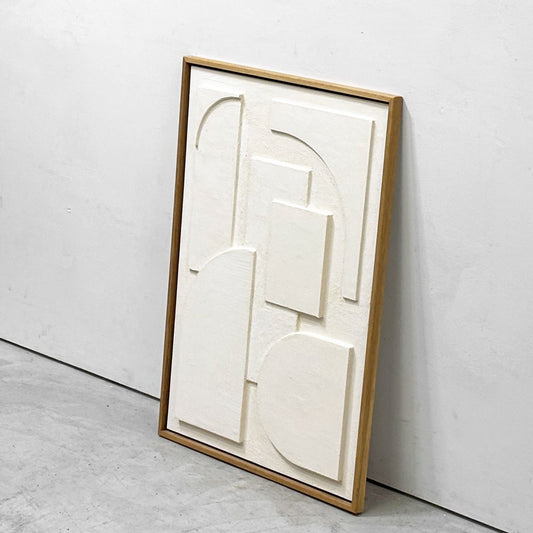 モーダンピープルズ Modern Peoples ハーフムーン HALFMOON テクスチャーアート L オーク無垢材 漆喰 立体 フレーム ハンドメイド 廃番 参考定価¥88,000- ●