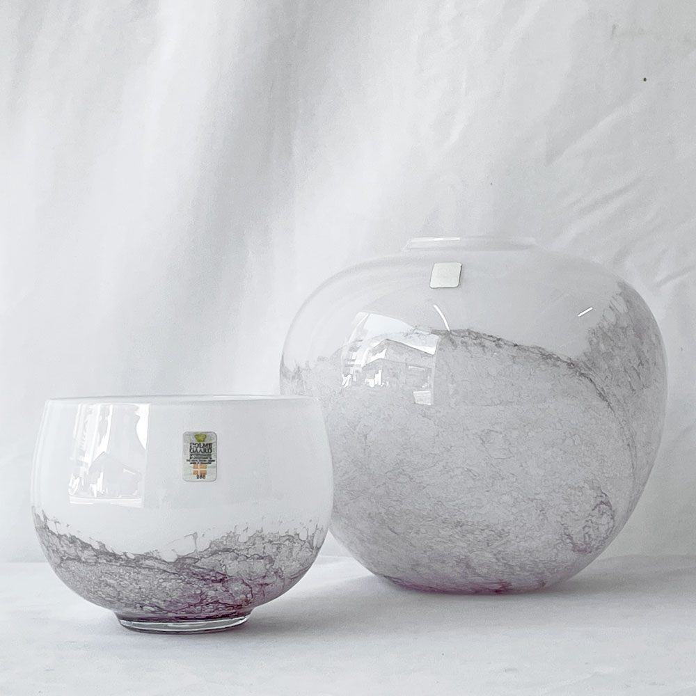ホルムガード Holmegaard サクラ SAKURA ガラス フラワーベース 花瓶 ボウル 1980年代 H9.5cm ミカエル・バング Michael Bang ビンテージ デンマーク 北欧 ◇