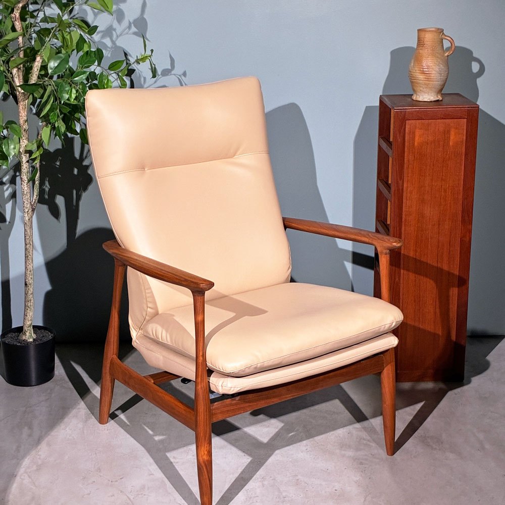 冨士ファニチア FUJI FURNITURE ミーサ Mysa リクライニングチェア ラウンジチェア ウォールナット無垢材 北欧デザイン ◎