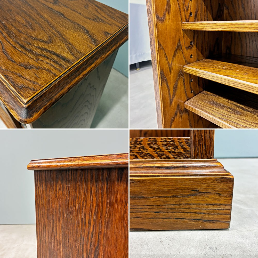 三越家具 カントリーハウス ブルージュ CDB3 ガラスキャビネット ステンドグラス 引き戸 4枚扉 オーク材 カントリースタイル アンティークスタイル W117cm ◎