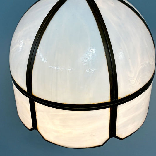 アンティークスタイル ペンダントライト オパールセントガラス ガラスシェード 真鍮 レトロ クラシック 吊り下げ照明 ヴィンテージ ◎