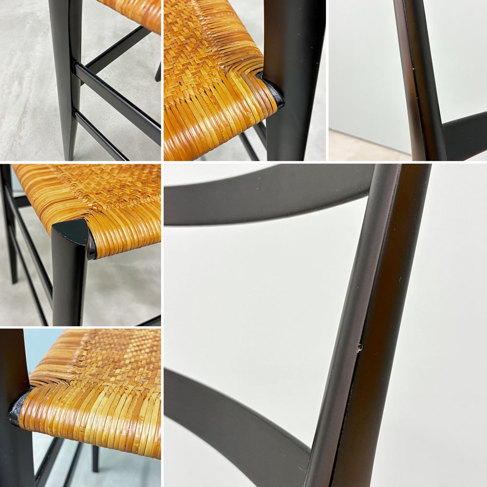 カッシーナ Cassina 699 スーパーレジェーラ SUPERLEGGERA チェア ダイニングチェア アッシュ材 ブラック 籐張り ジオ・ポンティ ◎