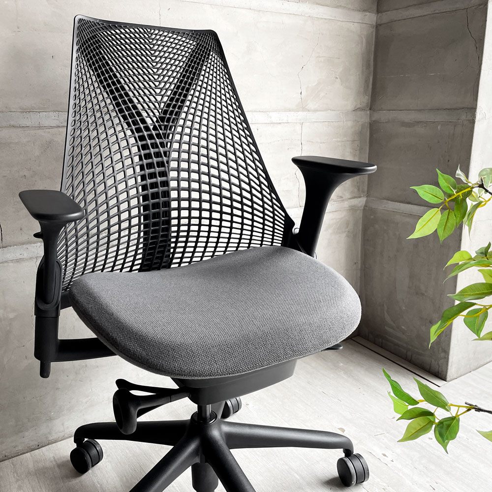 ハーマンミラー Herman Miller セイルチェア SAYL CHAIR デスクチェア オフィスチェア ブラック×グレーファブリック イヴ・ベアール ♪