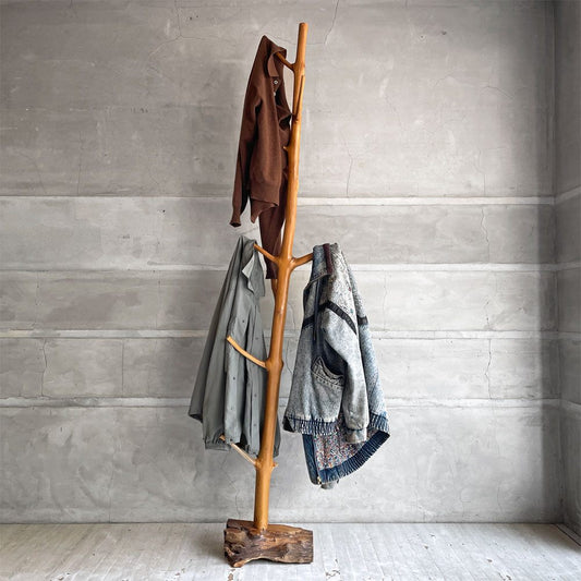 ループ LOOP チーク ポールハンガー コートスタンド チーク無垢材 H199cm ナチュラルデザイン ハンドメイド アジアン家具 バリ家具 ♪