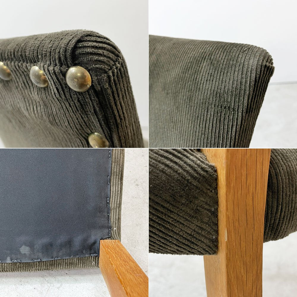 トラックファニチャー TRUCK FURNITURE エスアールチェア SR CHAIR ダイニングチェア ナラ無垢材 コーデュロイ カーキ 鋲打ち 生地張替 参考定価 約¥90,310- ●