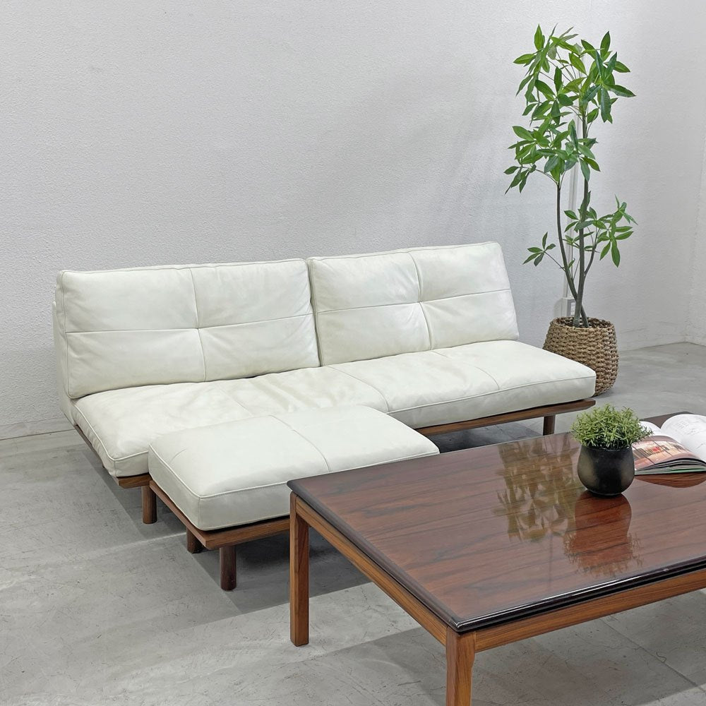 アクタス ACTUS ファイブ・バイ・ファイブ five by five フラッドソファ FLAD SOFA 3シーター&オットマンセット 本革 合計定価約354,400円 現状品〓