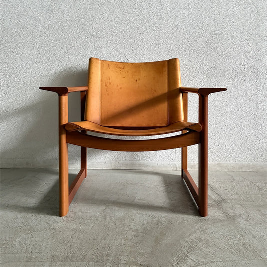 家具蔵 KAGURA 無垢チェリー材 × ヌメ革 LD アームチェア デュオ DUO ラウンジチェア 約21.8万円の品 和モダン 北欧スタイル 〓