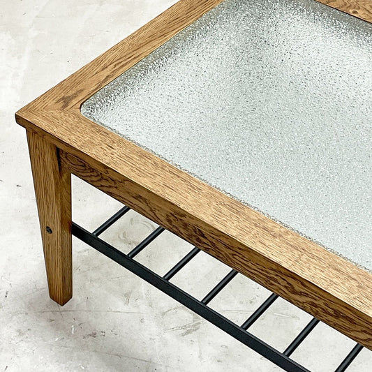 クラッシュゲート CRASH GATE イージーライフ Easy Life ジンロ ZINRO コーヒーテーブル オーク ウォータードロップガラス w108cm リビングテーブル 関家具 展示品 ●