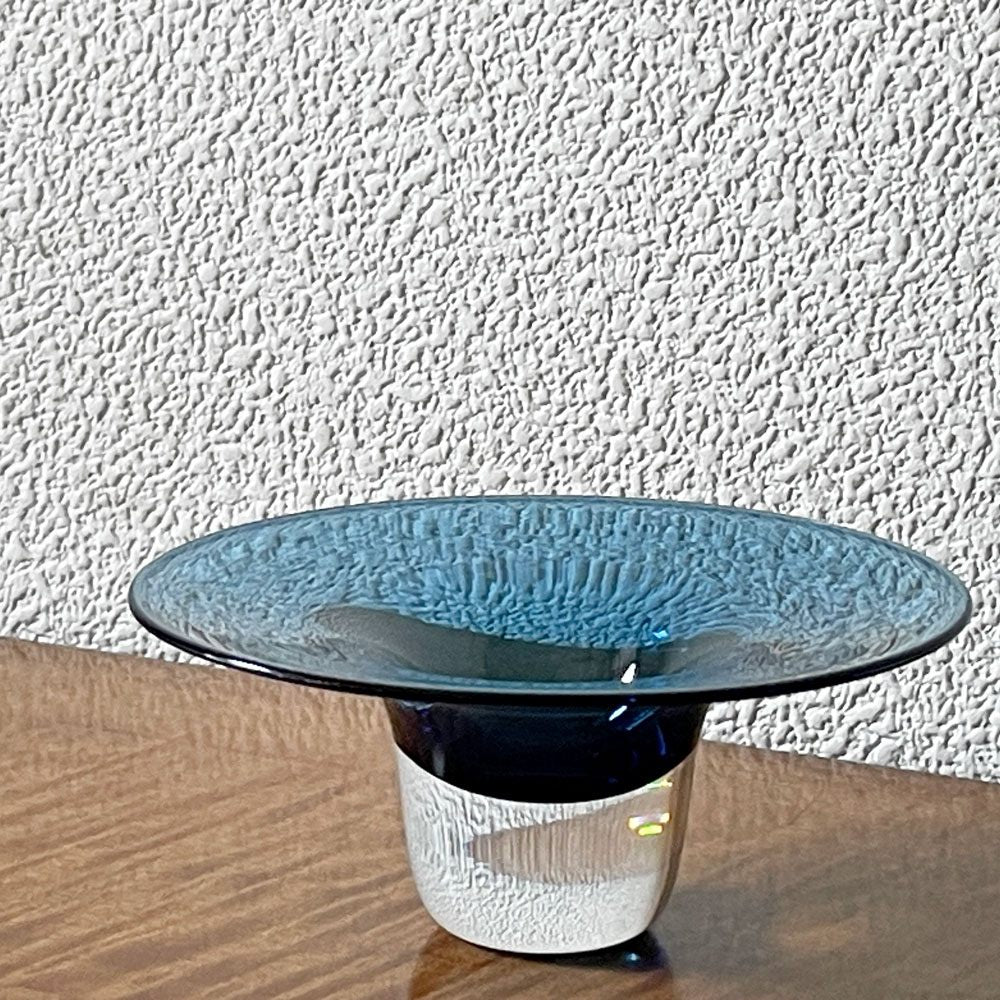 【新品】黒川登紀子　 リムボウル 黒川登紀子 ガラス リムボウル 鉢 12.5cm ブルー 現代作家 ◇ | 中古