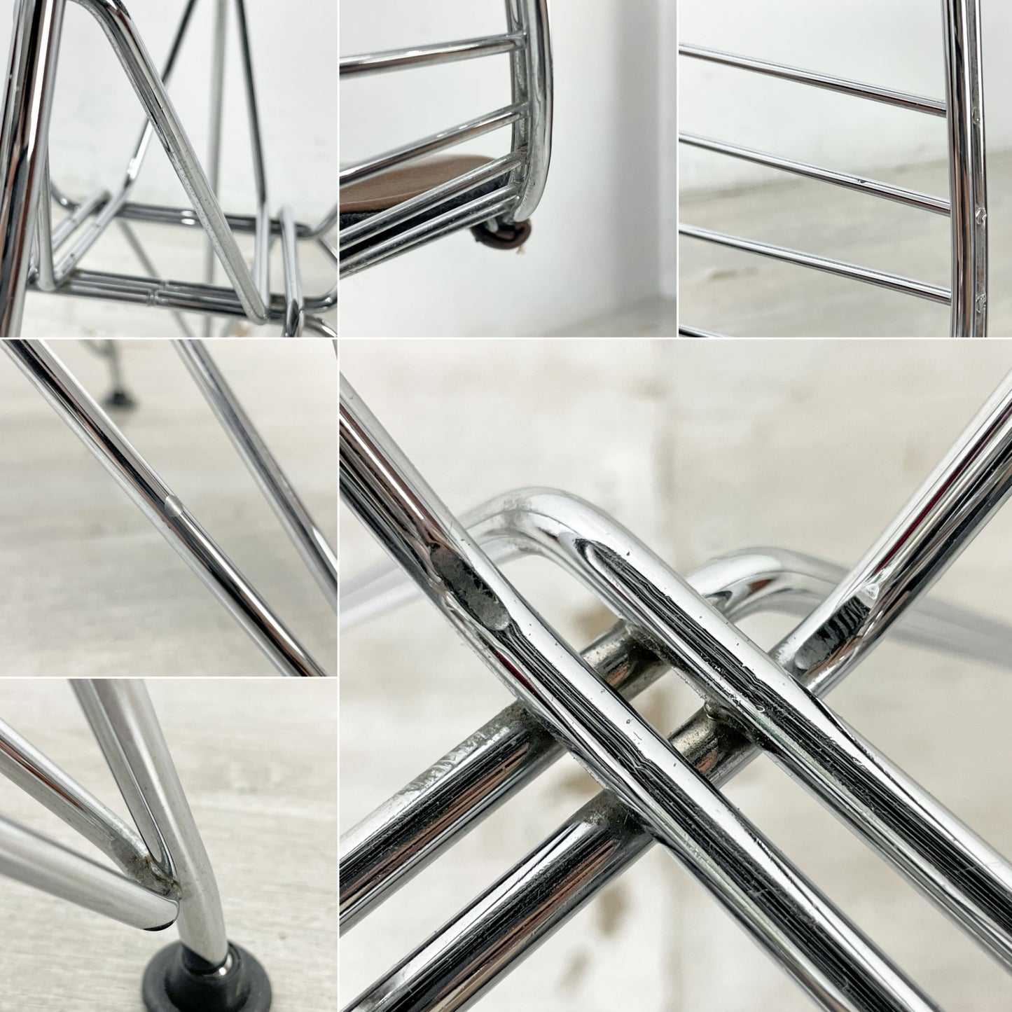 ハーマンミラー Herman Miller ワイヤーチェア Eames Wire Chair DKR2 エッフェルベース ビキニパッド付 ブラウンレザー C&R イームズ ミッドセンチュリー ●