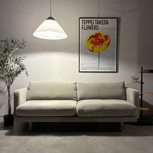 冨士ファニチア FUJI FURNITURE ナギ Nagi 3Pソファ L08510S オーク材 小林幹也 W190cm 旧タイプ グレー ナチュラル 廃番 ◎