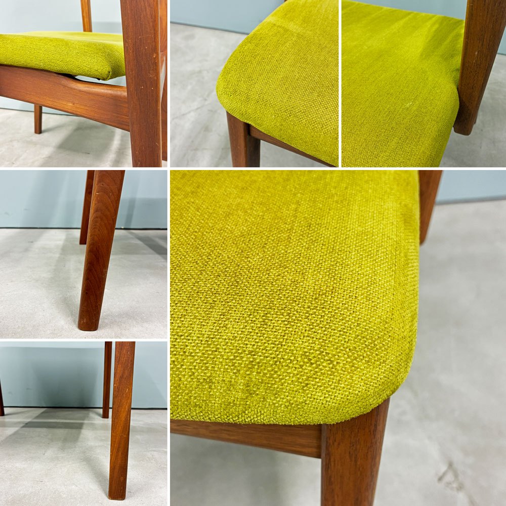 木蔵 BOKURA ピーチェア P chair ハーフアーム ダイニングチェア ウォールナット ファブリックシート イエローグリーン 北欧モダン 定価¥43,890- B ◎