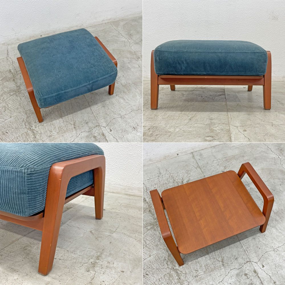 冨士ファニチア FUJI FURNITURE ナギ Nagi 3シーターソファ W196cm + オットマンスツール ウォールナット材 定価合計約565,000円以上 〓