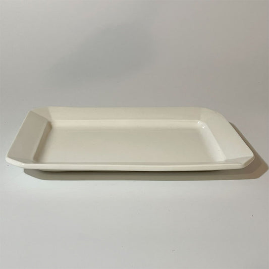 岡田直人 長角皿 20cm プレート ホワイト 陶芸家 現代作家 A ★